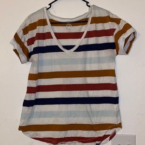 Cozy, 24/7, Cuffed-Sleeve, Striped, Vintage Tee